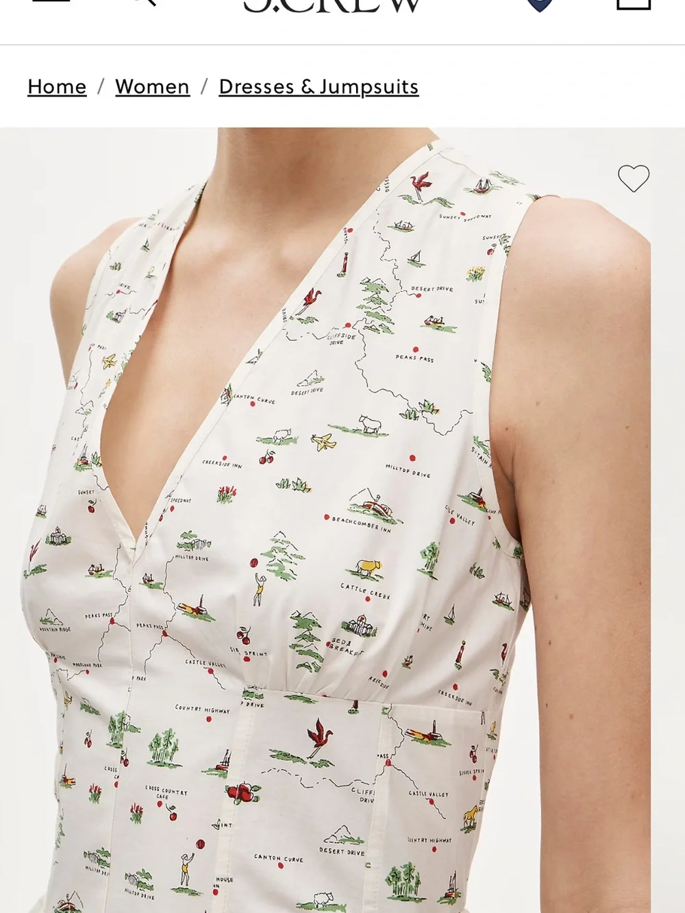 J. Crew V-neck dress in map print